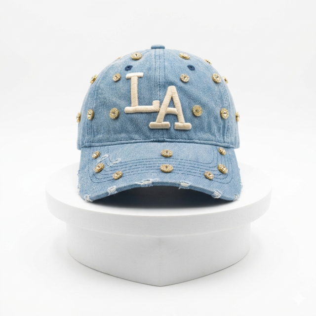 LA Denim Studded Baseball Cap