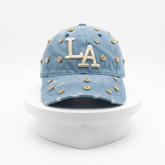 LA Denim Studded Baseball Cap