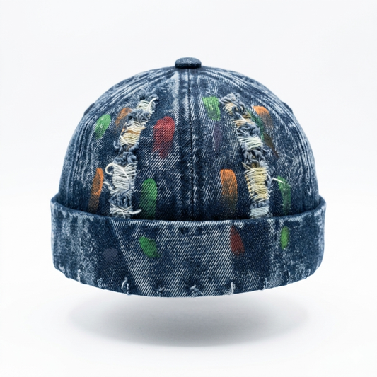 Distressed Denim Docker Cap