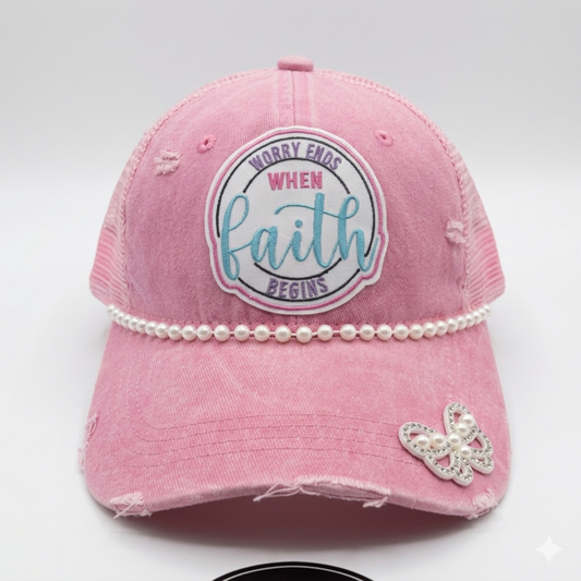 Worry Ends When Faith Begins Trucker Hat
