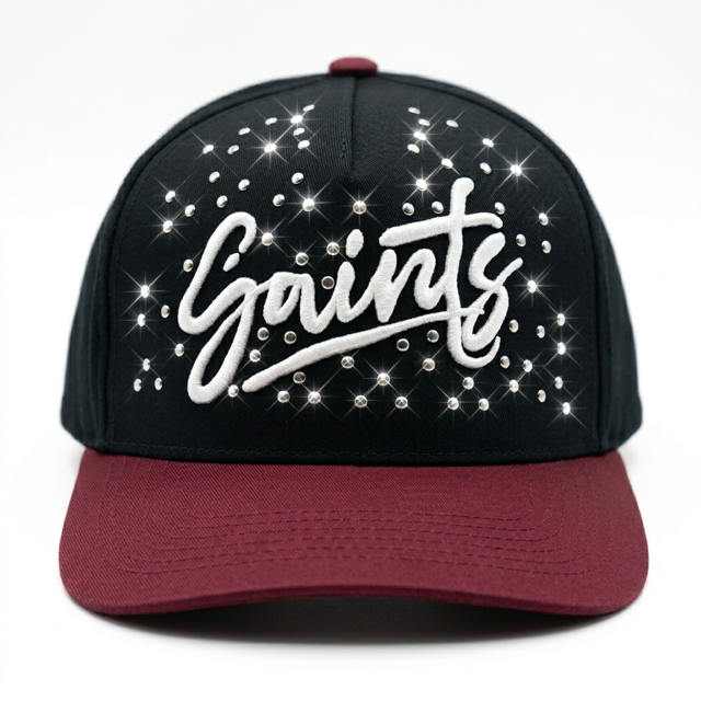 Saints Rhinestone Snapback Cap
