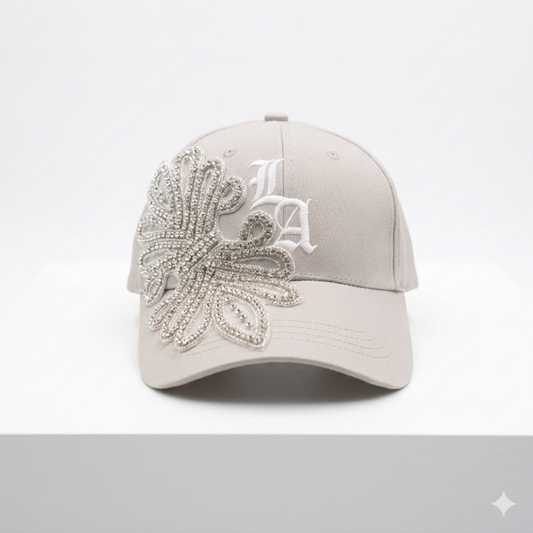 LA Rhinestone Floral Baseball Cap