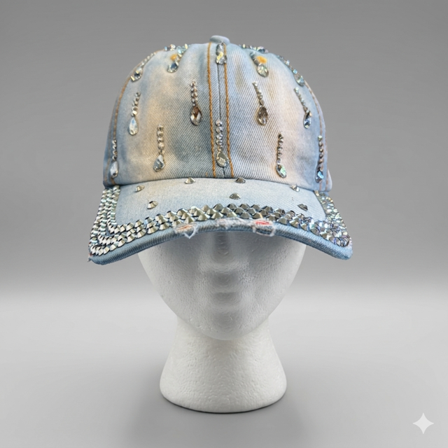 Rhinestone Denim Cap